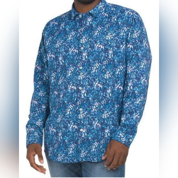 NEW TOMMY BAHAMA THE SIESTA KEY AZUL FRONDS BUTTON DOWN. - Picture 2 of 8